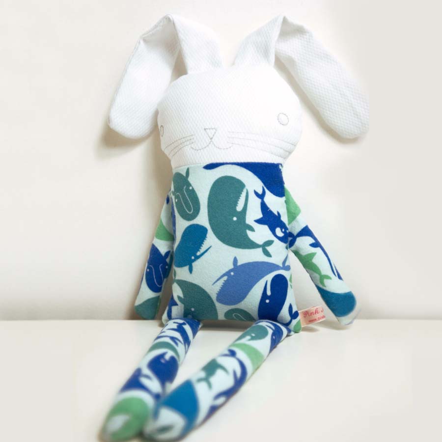 sweet softie rabbit in pyjama flannel * blue