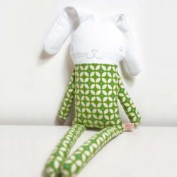 sweet softie rabbit in pyjama flannel * green
