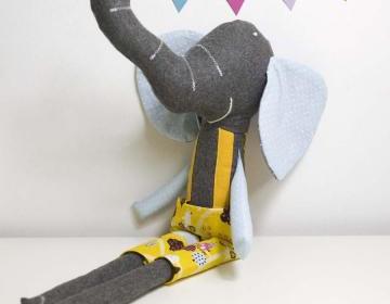 Ludovico the soft toy elephant * blue and yellow