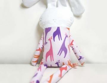 sweet softie rabbit in pyjama * violet with giraffes
