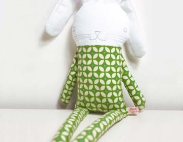 sweet softie rabbit in pyjama flannel * green