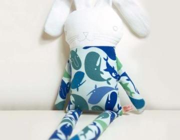 sweet softie rabbit in pyjama flannel * blue